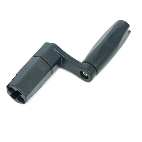 GosoNo Multifunctional String Winder With Bridge Pin Puller Remover Tool For Electric Acoustic Bass Guitars includes durable black plastic handle.