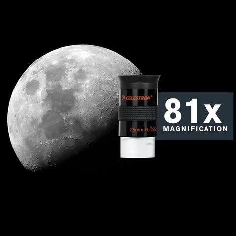 NexStar 8SE Computerized Telescope With 8 Inch Schmidt Cassegrain Optics showing 81x magnification of moon surface