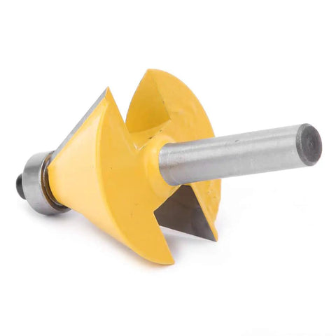 Ultra Smooth 8mm Shank Chamfer Router Bit YG6 Alloy Cutterhead for trimming MDF solid wood plywood cabinets side view.