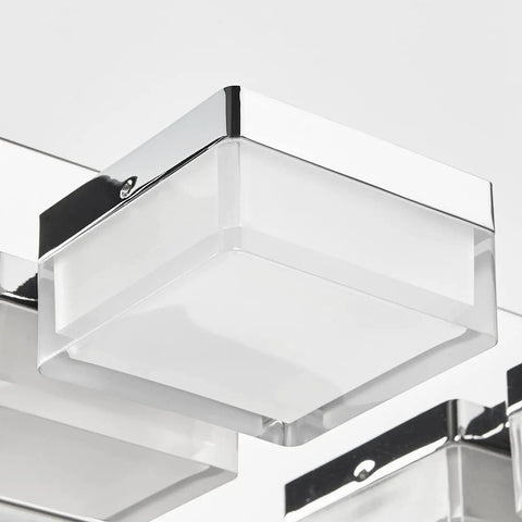 Close-up of the Dope Four Light LED Vanity Fixture Over Mirror In Gloss Chrome 24.9 Inch Bathroom Vanity Light