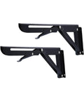Heavy Duty Folding Shelf Brackets Set For DIY Shelves, black steel, 8-inch triangle table supports, wall mount, space saving design