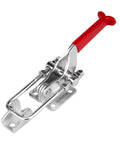 Beefy Toggle Clamp With 2000 Lbs Holding Power, Adjustable U Bolt Latch 40341, red antislip hand grip, zinc coated, side view