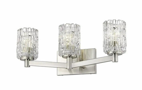 Three Light Vanity Fixture With Crystal Glass Shades Transitional Contemporary Bathroom Light Model 1931-3V-CH chrome design