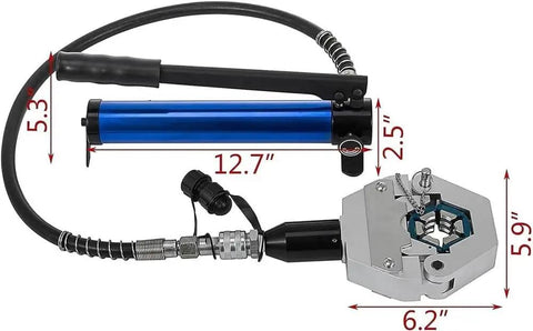 Heavy Duty Manual Hydraulic Tube Press For Hose Crimping With Seven Slick Quick Swap Dies For Car AC Lines Portable Aluminum Pump No Sweat Setup And Workhorse Reliability For Any Garage Project