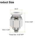 Push To Connect Fittings 1 Quarter Inch Tube OD To 10-32 UNF Male Straight Union Copper Quick Connect Pneumatic Fittings Size