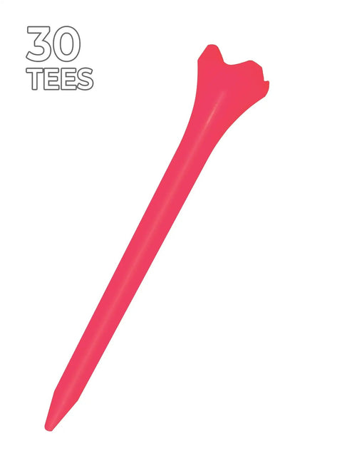 Citrus Pink plastic tee from Unisex Golf Tees 30 Pack Citrus Pink 3.25 Inch Plastic Tees For Longer Drives with aerodynamic design