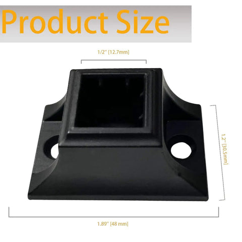 1/2 Inch Iron Baluster Flat Shoes for Indoor Stairs, Screw Down Base Baluster Shoes, Satin Black Stair Parts, size dimensions