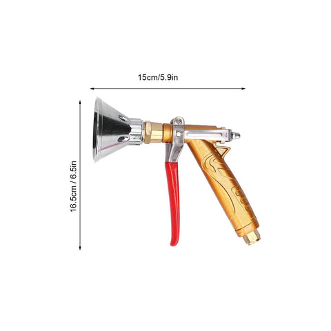High Pressure Water Hose Sprayer With Ergonomic Handle And Fine Mist Nozzle, 15cm length, 16.5cm height, side view