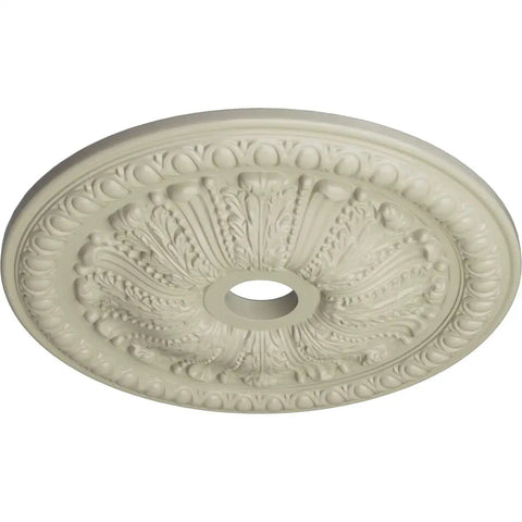 Hand Painted Clear Yellow Mango Egg And Dart Ceiling Medallion 27 7/8 Inch Outer Diameter 3 7/8 Inch Inner Diameter 2 1/2 Inch Projection
