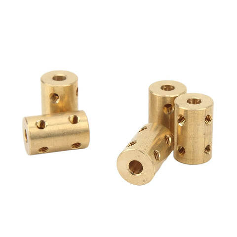 Premium Five Piece RC Brass Shaft Coupling Kit For 5Mm To 5Mm Universal Motor Connectors with four brass sleeves.