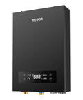 Straight Up Zero Wait Tankless Electric Water Heater 240 Volt 18 Kilowatt Instant On Demand Hot Unit with LED panel in sleek black finish.