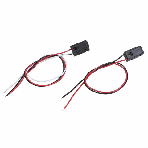 Through Beam Photoelectric Switch Sensor Infrared Beam Break Detector With 2 To 30 Cm Range DC 5V NPN Output And 2 Milliseconds Response For Industrial Automation And Robotics Twin Pack showing two sensors with cables.