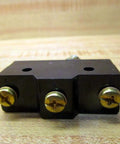 Top Tier General Purpose Basic Switch With Beefy 20 Amp Rating And Hard Hitting 75 Amp Inrush Capacity Featuring Sturdy Panel Mount Plunger Plus Secure Screw Terminals For Tough Industrial Projects, black limit switch with gold screws.