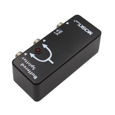 Buffered Splitter Guitar Effect Pedal With Dual Clean Buffer Outputs Keeps Your Tone Rock Solid On Long Cables Converts Hi Z To Lo Z For Fat Pedal Chains No Tone Suck And Stable Signal To Every Output shown on a white background.