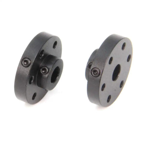 Two Pack Black Rigid Flange Shaft Couplings, Built Tough Universal Aluminum Mounting Hub For 6mm Shafts, 25.4mm OD And 9.2mm Height