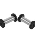 Heavy Duty Stainless Steel Bindery Rivets And Self Tapping Metal Handle Screws For Knockout DIY Crafts And Leather Work, close-up of 2 stainless steel screws with black ends.