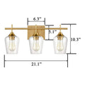 Industrial Bathroom Vanity Lights 3 Light Wall Sconces With Clear Glass Shades And Gold Finish Mid Century Inspired Bath Vanity Lighting
