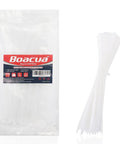 8 Inch Self Locking Nylon Cable Ties Heavy Duty White 100 Pack For Indoor And Outdoor Use with packaging visible