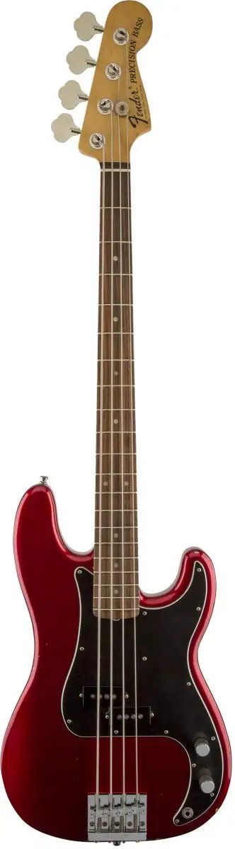 Signature Nate Mendel Precision Bass In Candy Apple Red With Rosewood Fingerboard Slim C Neck 20 Medium Jumbo Frets Seymour Duncan SPB 3 Pickup Right Hand Deluxe Gig Bag Included For Easy On The Go Gigs front view
