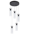 Black 5-Light LED Pendant Lighting Over Island For Kitchen, Dining, Living Room And Hallway - Bubble Cylinder Pendant Lights
