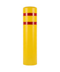 Rock Solid Heavy Duty Yellow Safety Bollard Post Protective Cover With Bright Red Reflective Strips Anti Collision Guard Sleeve For 4 Inch Metal Poles 46 Inch Tall Driveway Shield