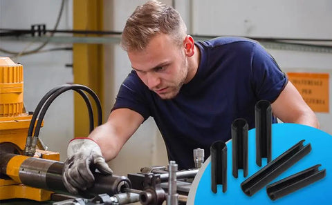 Mechanic using Heavy Duty Black Roll Pin Set With 30 Sizes Slotted Spring Pins Steel Split Expansion Pins M1.5 Through M10 315 Piece