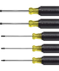 TORX Cushion Grip Screwdriver Set, 5 Piece With T15 T20 T25 T27 T30 Bits, Chrome Shaft, Color Coded Handles For Quick Identification