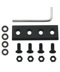 Premium Barn Door Track Splicing Connector 80x27mm Carbon Steel Black with screws, nuts, and wrench