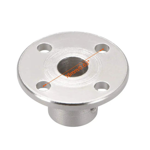 Top view of Six Millimeter Inner Diameter Rigid Flange Shaft Coupling For Motors Guide Shaft Connector showing 16mm screw spacing.
