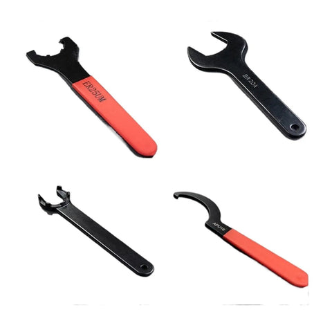Heavy Duty ER Collet Chuck Wrench Key For CNC Milling And Lathe Tools displayed in various angles with hardened steel grip.