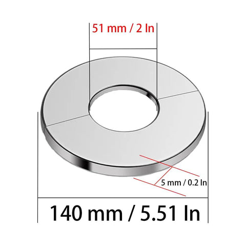 Heavy Duty Two Inch Wall Split Flange Stainless Steel Round Escutcheon Plate Cover For Pipes in slick silver finish, 51mm diameter.
