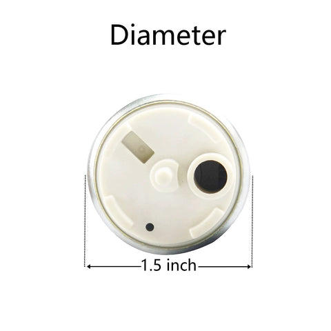 Top view showing diameter of 255LPH Electric Fuel Pump High Flow Replacement With Installation Kits For Cars And Trucks