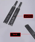 Butter Smooth Full Extension Drawer Slides One Pair Soft Close Ball Bearing Side Mount Runners close up view of metal slides.