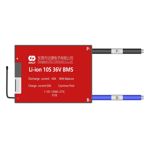 Rock Solid 36V BMS For 18650 Lithium Ion Battery Pack 60A 10S Protection Module with balance wires view.