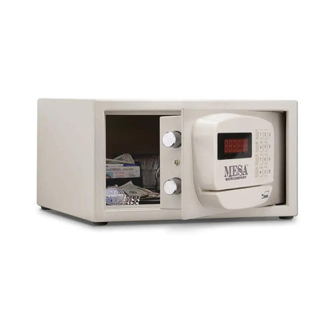 Electronic Burglary Safe for Home and Hotel Use Compact 0.4 Cu Ft Security Safe With Electronic Lock Putty Color