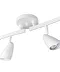 White ceiling base of 52 Inch Six Light S Shaped Track Lighting Kit In A Cool Matte Black Finish With Adjustable Heads And Pivot Shades