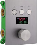 Brushed Nickel 3 Way Shower Diverter Valve Thermostatic Mixing Valve with Temperature Display and flow control
