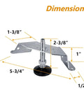 Heavy Duty Adjustable Corner Leveling Feet 4 Pack With Tough Nylon Pads And Precision M10 Bolts dimensions and measurements labeled