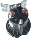 Straight Up Heavy Duty 12-Volt PowerSeal Dc Contactor featuring copper studs and bracket, sealed for wiring in RVs and trucks.