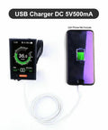 3.5 Inch E Bike Display DPC18 For BBS01 BBS02 BBSHD Mid Motor Pedal Assist showing speed data, USB cable charging phone