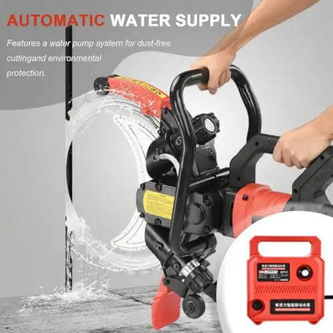 Rugged 16 Inch Concrete Ring Saw With Beefy 12000 Watt Motor Adjustable Wet Cutting Depth For Brick Stone Tile And Demolition Jobs Cuts Like Butter Comes With Premium Diamond Blades And Cooling Pump, featuring automatic water supply system.