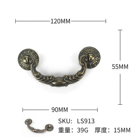 European Style Zinc Alloy Cabinet Handle For Drawers And Doors, Vintage Hardware Pull, 120mm dimensions, bronze finish