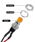 12 Pack 7mm Prewired Momentary Push Buttons SPST NO NC 2-Pin for Model Railways Hobby with yellow cap, lock washer, hex nut