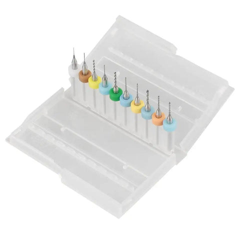 10 Piece PCB Drill Bit Set Tungsten Carbide Micro Bits For Circuit Board Holes 0.3mm To 1.2mm With Handy Storage Case