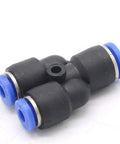 Top Tier 5 Pcs Y Shape Pneumatic Tube Connector Tee Union Push In Fitting Kit For Air Pipe Joint 10Mm OD Quick Connect, black nylon