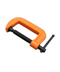 Heavy Duty Orange Iron G-Clamp For Woodworking And Diy Projects. 1 Inch Adjustable C Clamp with solid grip and threaded rod.