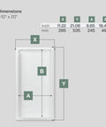 Dimensions of White Metal Wall Access Panel For Drywall Plumbing And Electrical Service Hatch, 10" x 20" opening, clean layout.