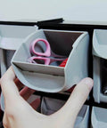 Close-up of Stackable Eight Drawer Tool Organizer With Tilt Out Drawers For Small Parts, Workshop And Garage Cabinet, Black