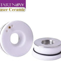 Pro Grade Ceramic Nozzle Holder Set For Laser Cutting Heads 28Mm And 32Mm Dia 12Mm Thick Mohs 9 Hardness Fits Precitec WXS HSG Raytools Bodor And More 10 Pc Pack, showing side view and top view of nozzle holders