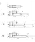Technical drawing of Long Stroke Digital Linear Servo Actuator 200 mm Travel For DIY Robots And Home Automation PWM Control.